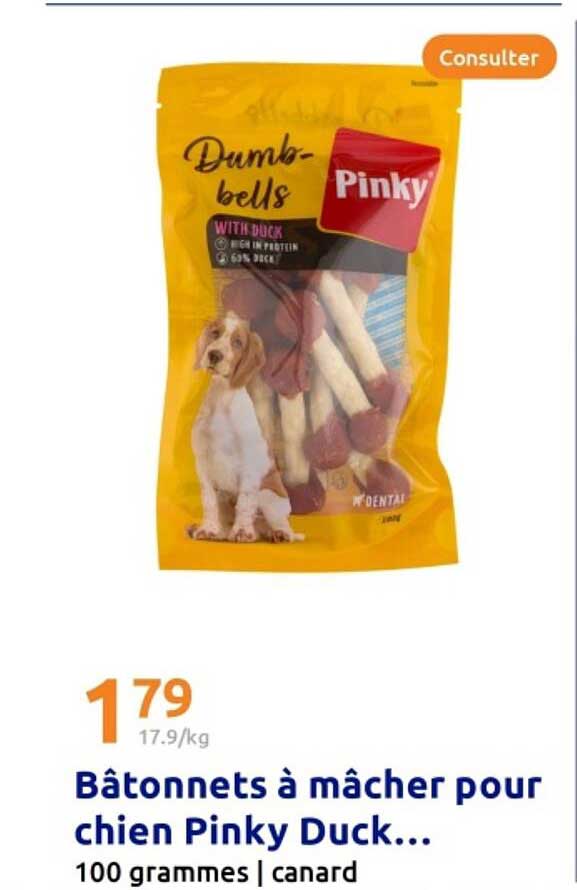 Bâtonnets à mâcher pour chien Pinky Duck...