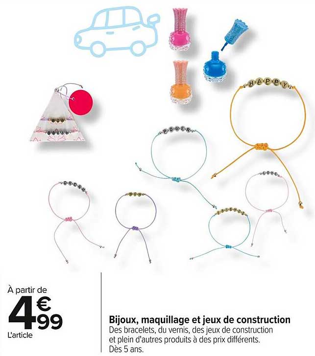 Bijoux, maquillage et jeux de construction
