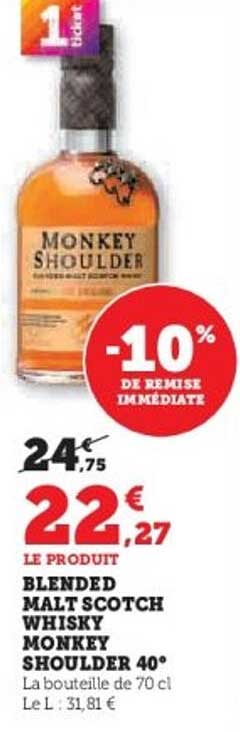 BLENDED MALT SCOTCH WHISKY MONKEY SHOULDER 40°