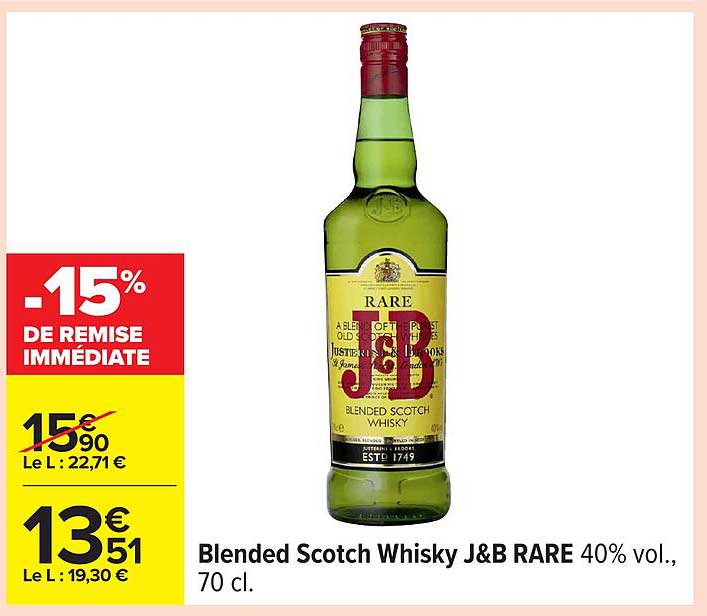 Blended Scotch Whisky J&B RARE 40% vol., 70 cl.