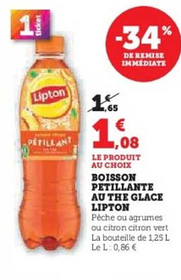 BOISSON PETILLANTE AU THE GLACE LIPTON