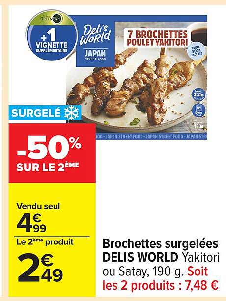 Brochettes surgélées DELIS WORLD Yakitori ou Satay, 190 g.