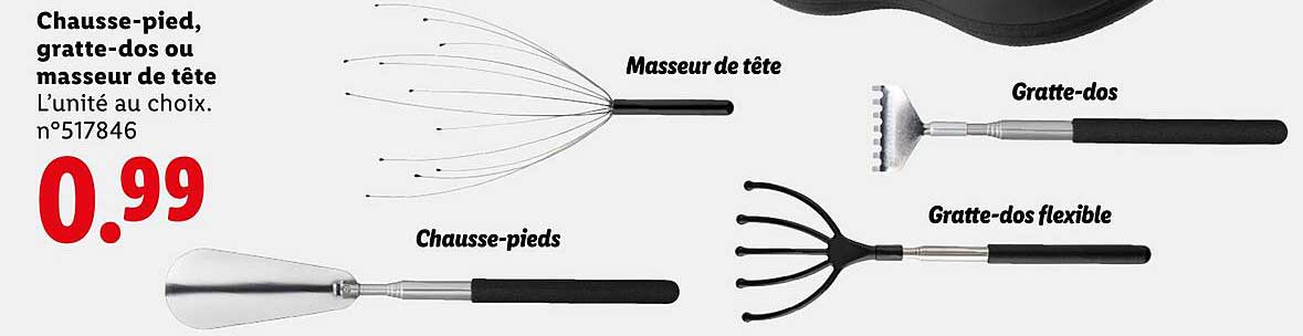 Chaussé-pied, gratte-dos ou masseur de tête