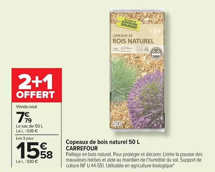 Copeaux de bois naturel 50 L