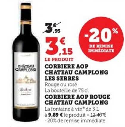 CORBIERE AOP CHATEAU CAMPLONG LES SERRES