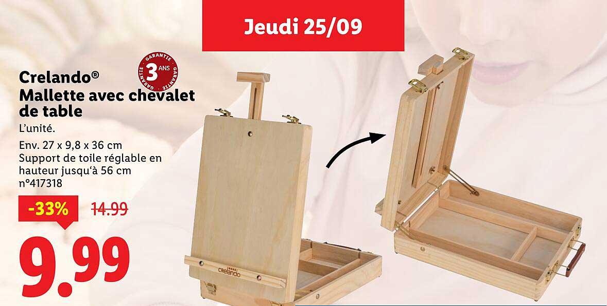 Crelando® Mallette avec chevalet de table