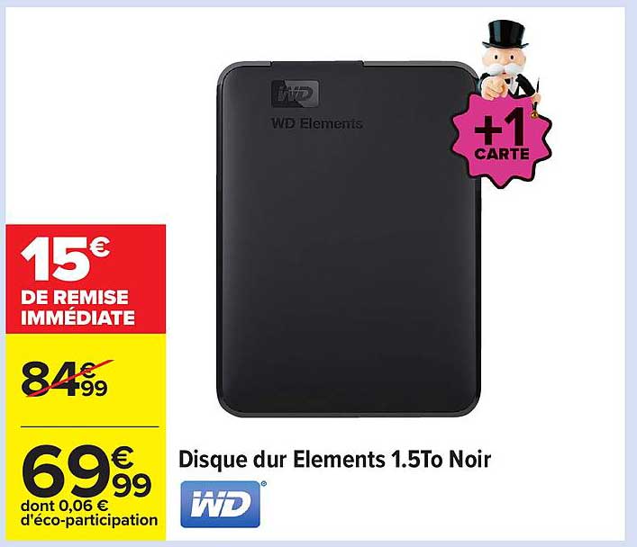 Disque dur Elements 1.5To Noir