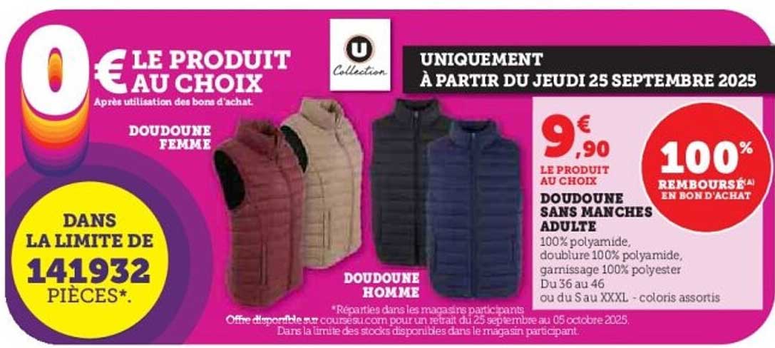 Doudoune sans manches adulte