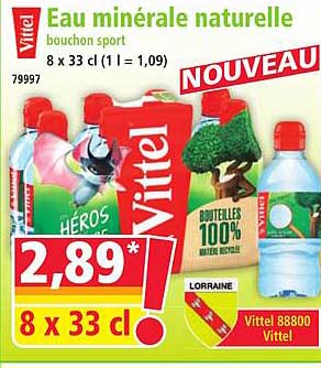 Eau minérale naturelle bouchon sport