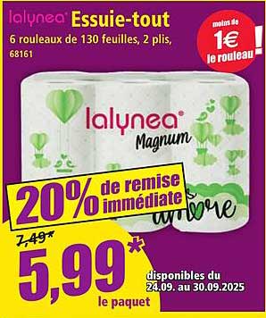 Essuie-tout Lalynéa Magnum - 20% de remise immédiate