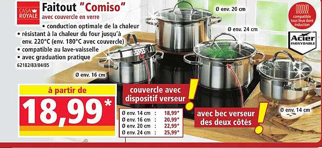 Faitout "Comiso" avec couvercle en verre