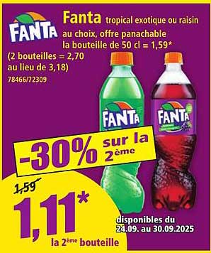 Fanta tropical exotique ou raisin au choix, offre panachable