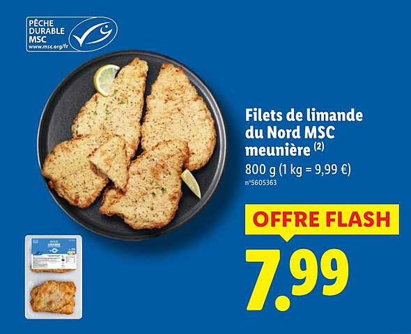 Filets de limande du Nord MSC meunière