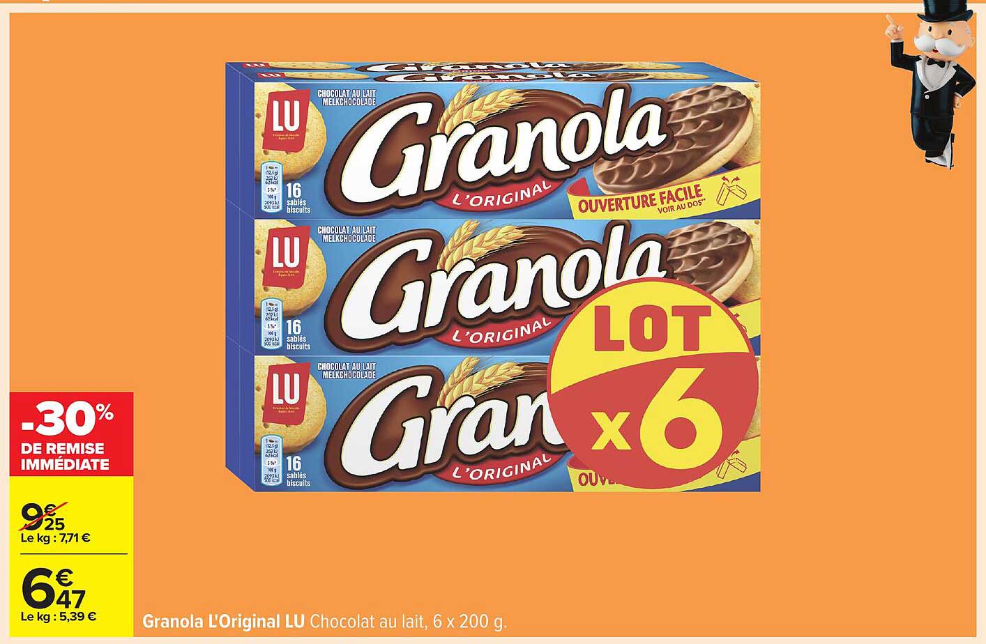 Granola L'Original LU Chocolat au lait, 6 x 200 g