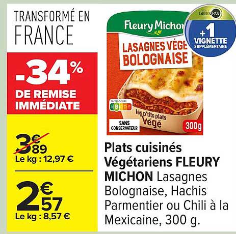 Lasagnes Végétariennes FLEURY MICHON