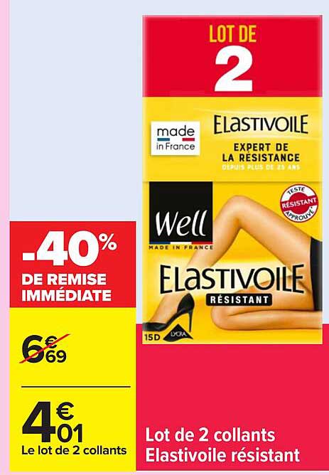 Lot de 2 collants Elastivoile résistant