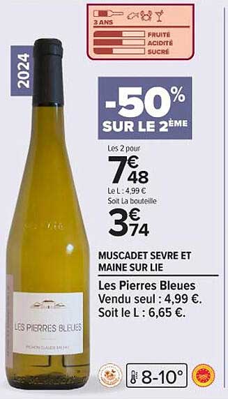 MUSCADET SEVRE ET MAINE SUR LIE - LES PIERRES BLEUES