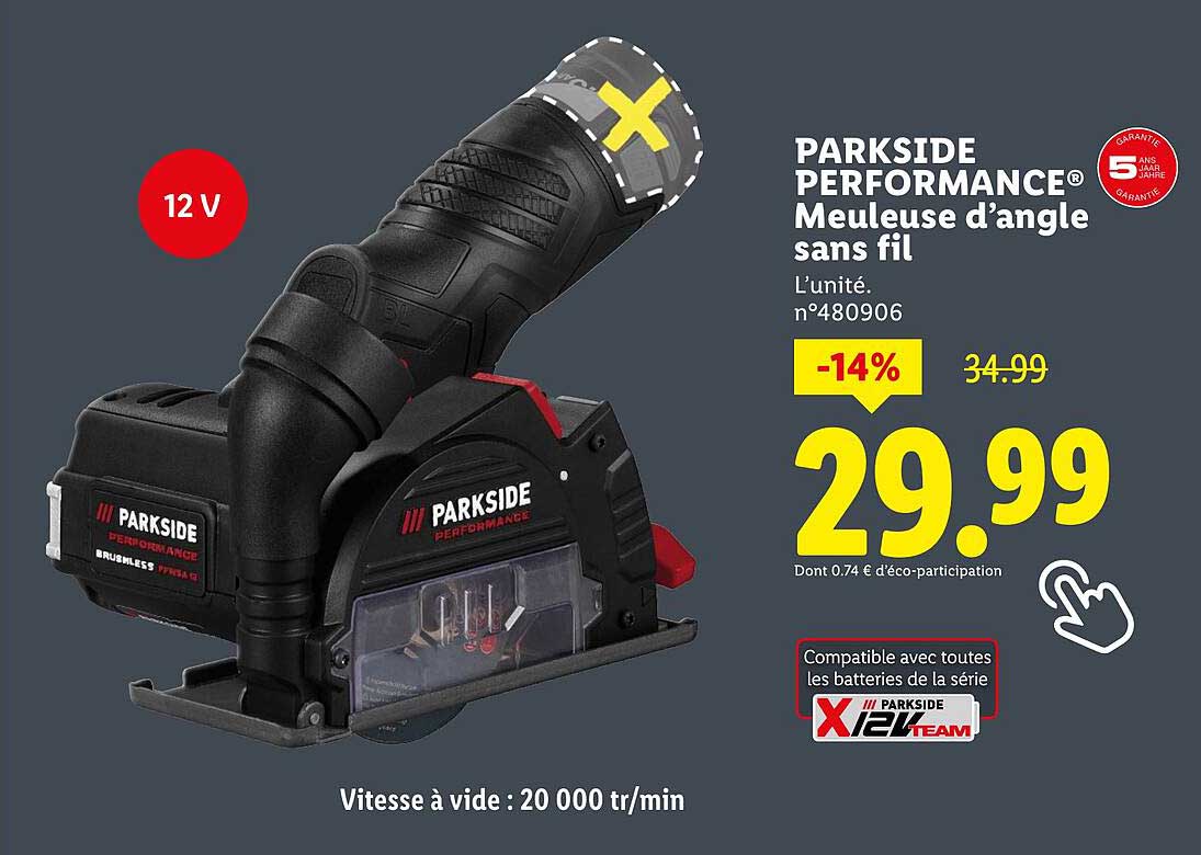 PARKSIDE PERFORMANCE® Meuleuse d’angle sans fil