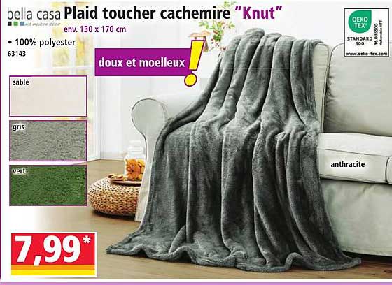 Plaid toucher cachemire "Knut"