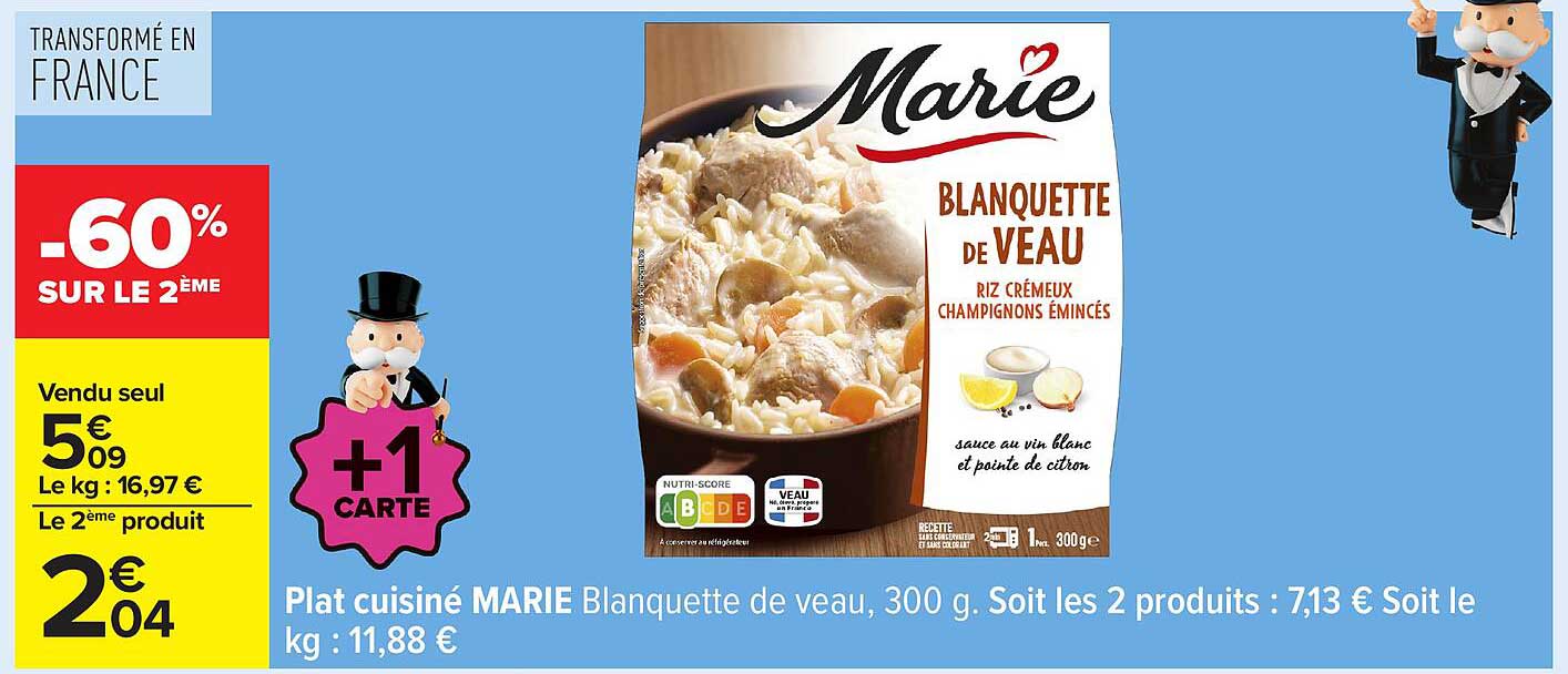 Plat cuisiné MARIE Blanquette de veau