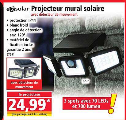 Projecteur mural solaire avec détecteur de mouvement