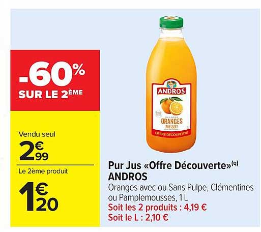 Pur Jus «Offre Découverte» ANDROS