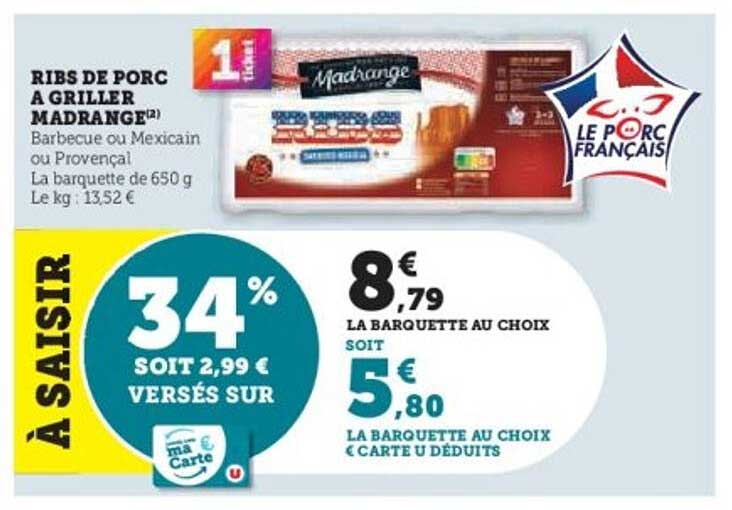 RIBS DE PORC A GRILLER MADRANGE