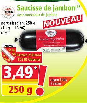 Saucisse de jambon(a) avec morceaux de jambon