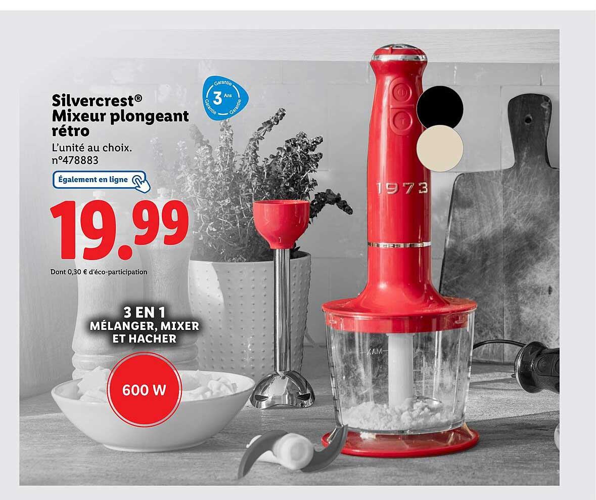 Silvercrest® Mixeur plongeant rétro