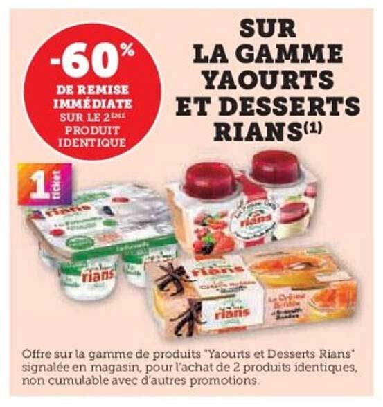 SUR LA GAMME YAOURTS ET DESSERTS RIANS