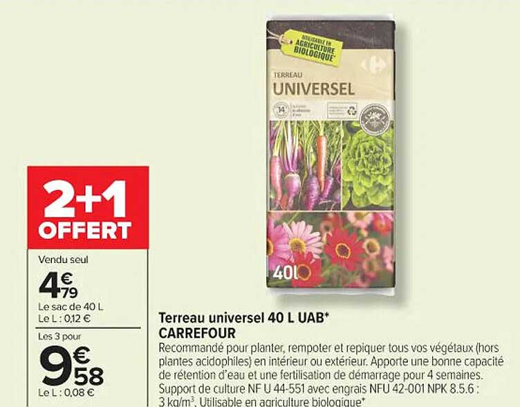 Terreau universel 40 L UAB* CARREFOUR