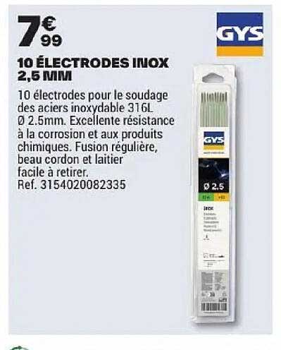 10 ÉLECTRODES INOX 2,5 MM