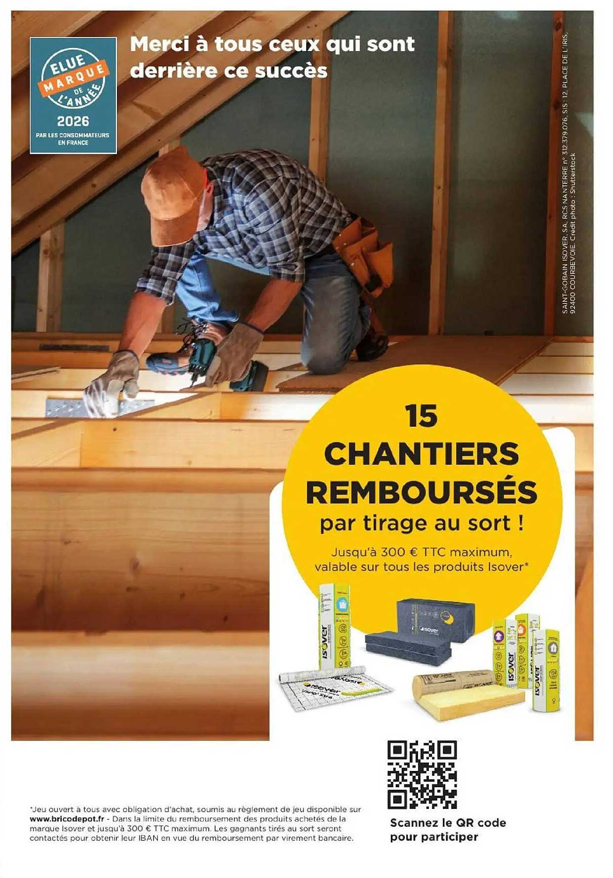 15 CHANTIERS REMBOURSÉS par tirage au sort !