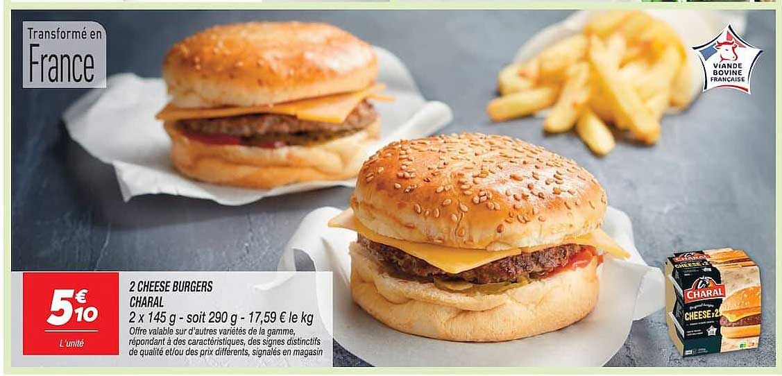 2 CHEESE BURGERS CHARAL