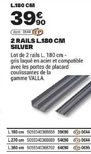 2 RAILS L.180 CM SILVER