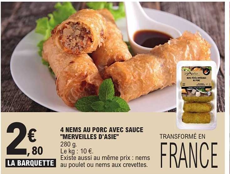 4 NEMS AU PORC AVEC SAUCE "MERVEILLES D'ASIE"