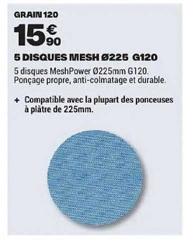5 DISQUES MESH Ø225 G120
