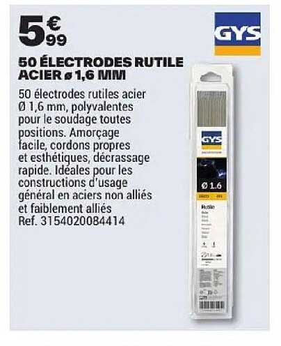 50 ÉLECTRODES RUTILE ACIER Ø 1,6 MM