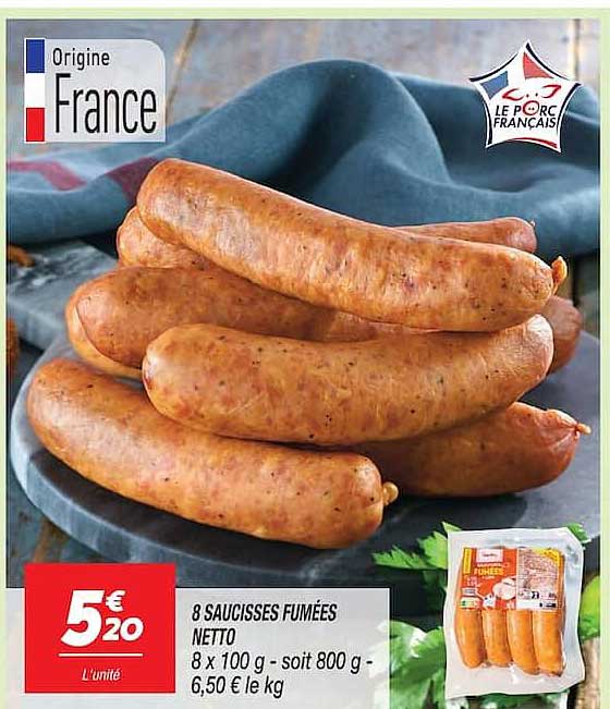 8 SAUCISSES FUMÉES NETTO