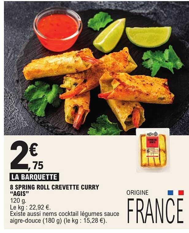 8 SPRING ROLL CREVETTE CURRY “AGIS”