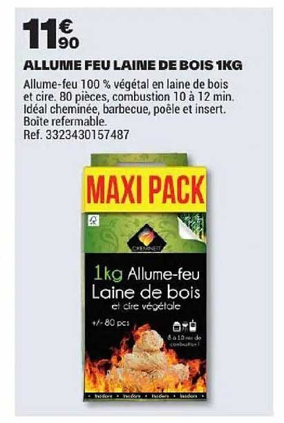 ALLUME FEU LAINE DE BOIS 1KG