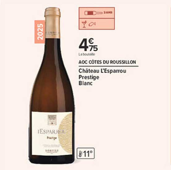 AOC CÔTES DU ROUSSILLON Château L’Esparrou Prestige Blanc