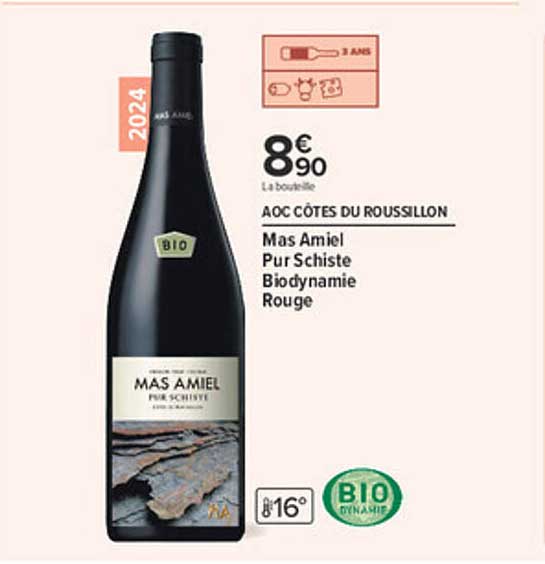 AOC CÔTES DU ROUSSILLON Mas Amiel Pur Schiste Biodynamie Rouge