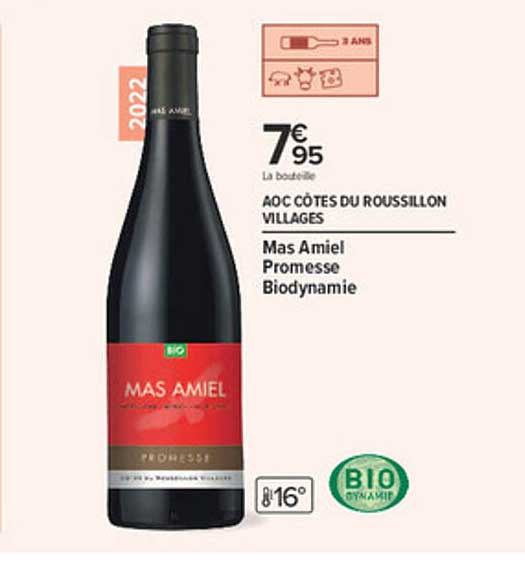 AOC CÔTES DU ROUSSILLON VILLAGES Mas Amiel Promesse Biodynamie
