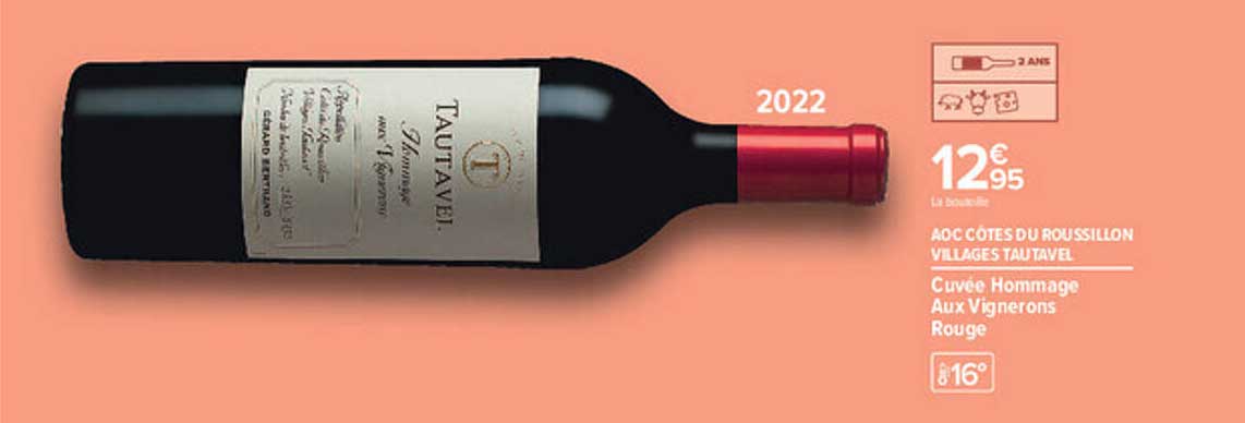 AOC CÔTES DU ROUSSILLON VILLAGES TAUTAVEL - Cuvée Hommage Aux Vignerons Rouge