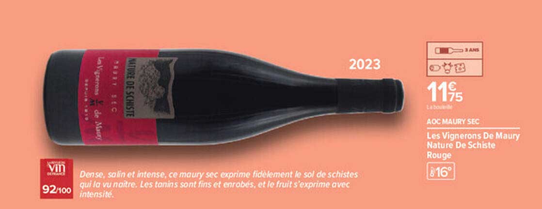 AOC MAURY SEC Les Vignerons De Maury Nature De Schiste Rouge
