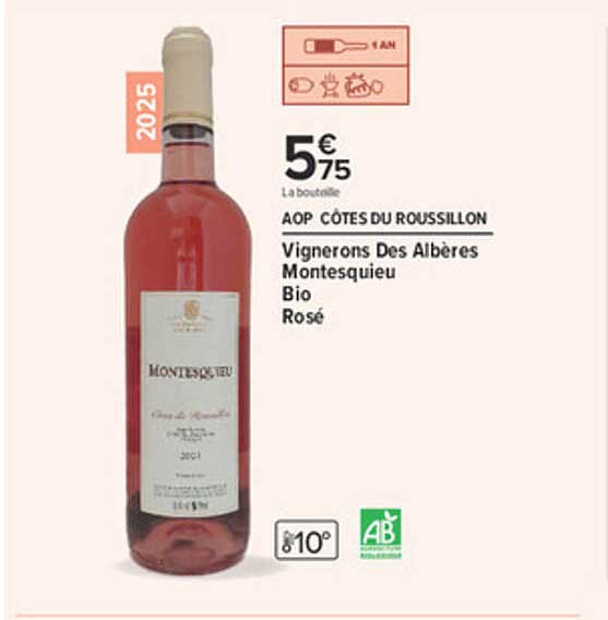 AOP CÔTES DU ROUSSILLON Vignerons Des Albères Montesquieu Bio Rosé