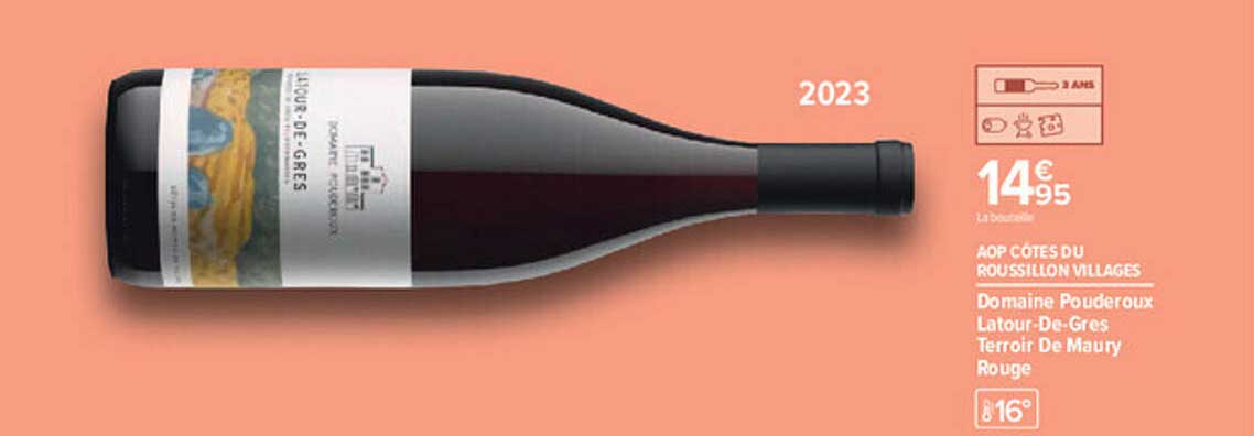 AOP CÔTES DU ROUSSILLON VILLAGES Domaine Pouderoux Latour-De-Gres Terroir De Maury Rouge