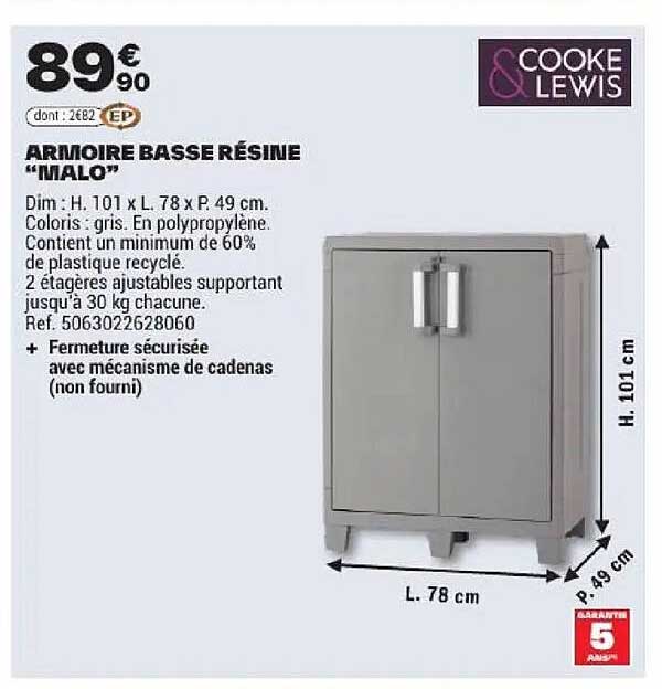 ARMOIRE BASSE RÉSINE «MALO»