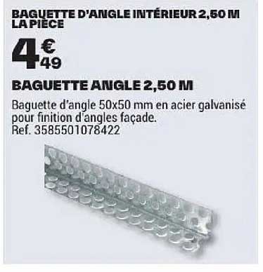 BAGUETTE D'ANGLE INTÉRIEUR 2,50 M LA PIÈCE